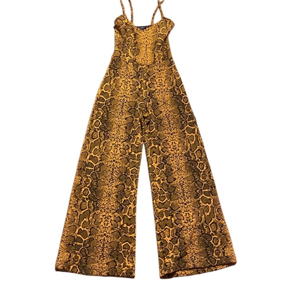 PrettyLittleThing Pants - PrettyLittleThing Animal Print Gold Jumpsuit Without Belt